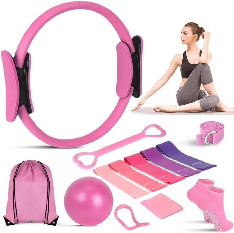 Pilates Ring Set 13 Pieces Pilates Equipment Accessories, Better Me Pilates Set, Pilates Ball 12 Inch Magic Circle Yoga Ring and Resistance Band for Women'S Home Workouts & Beginners image number 6