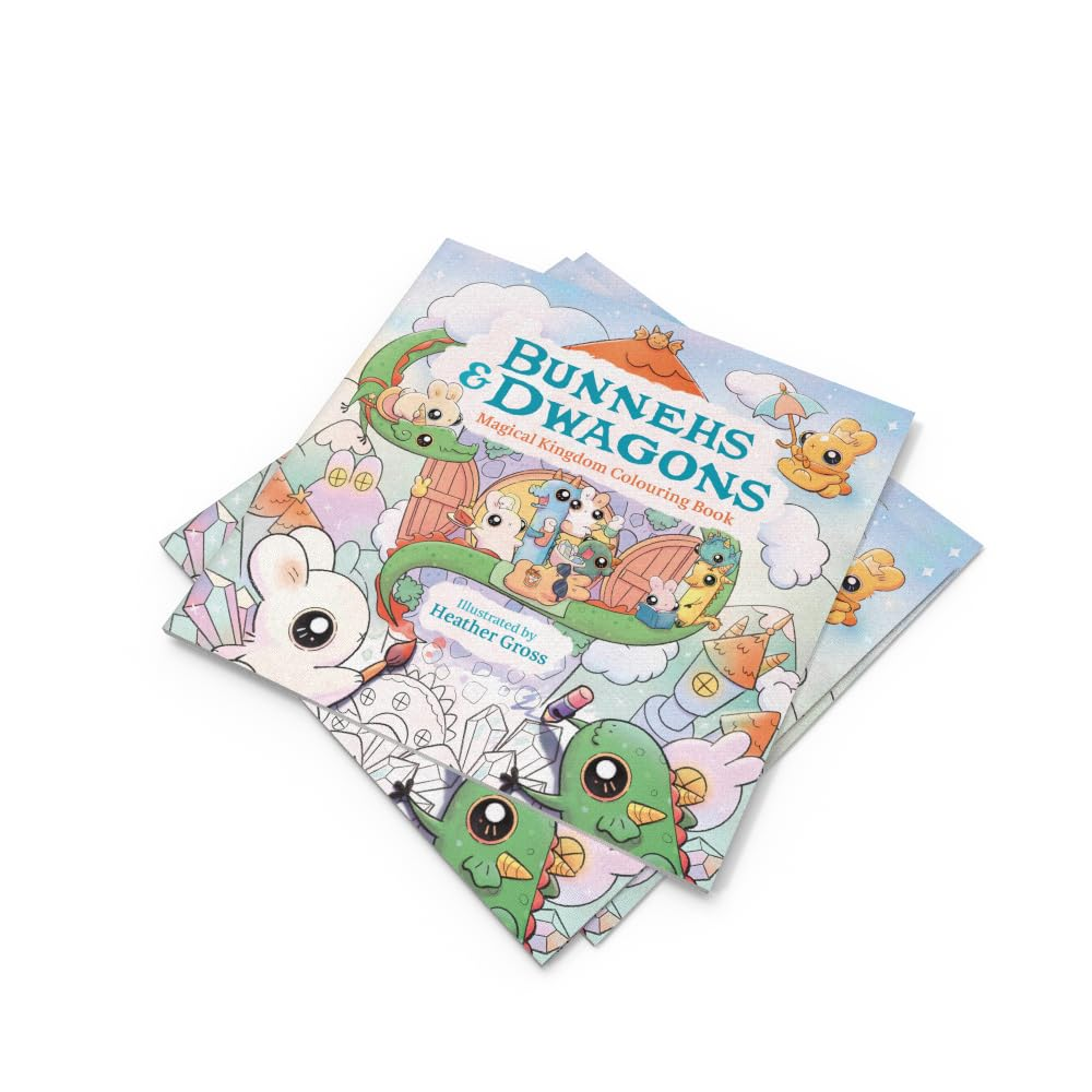 Bunnehs and Dwagons: Magical Kingdoms Cosy Colouring image number 2