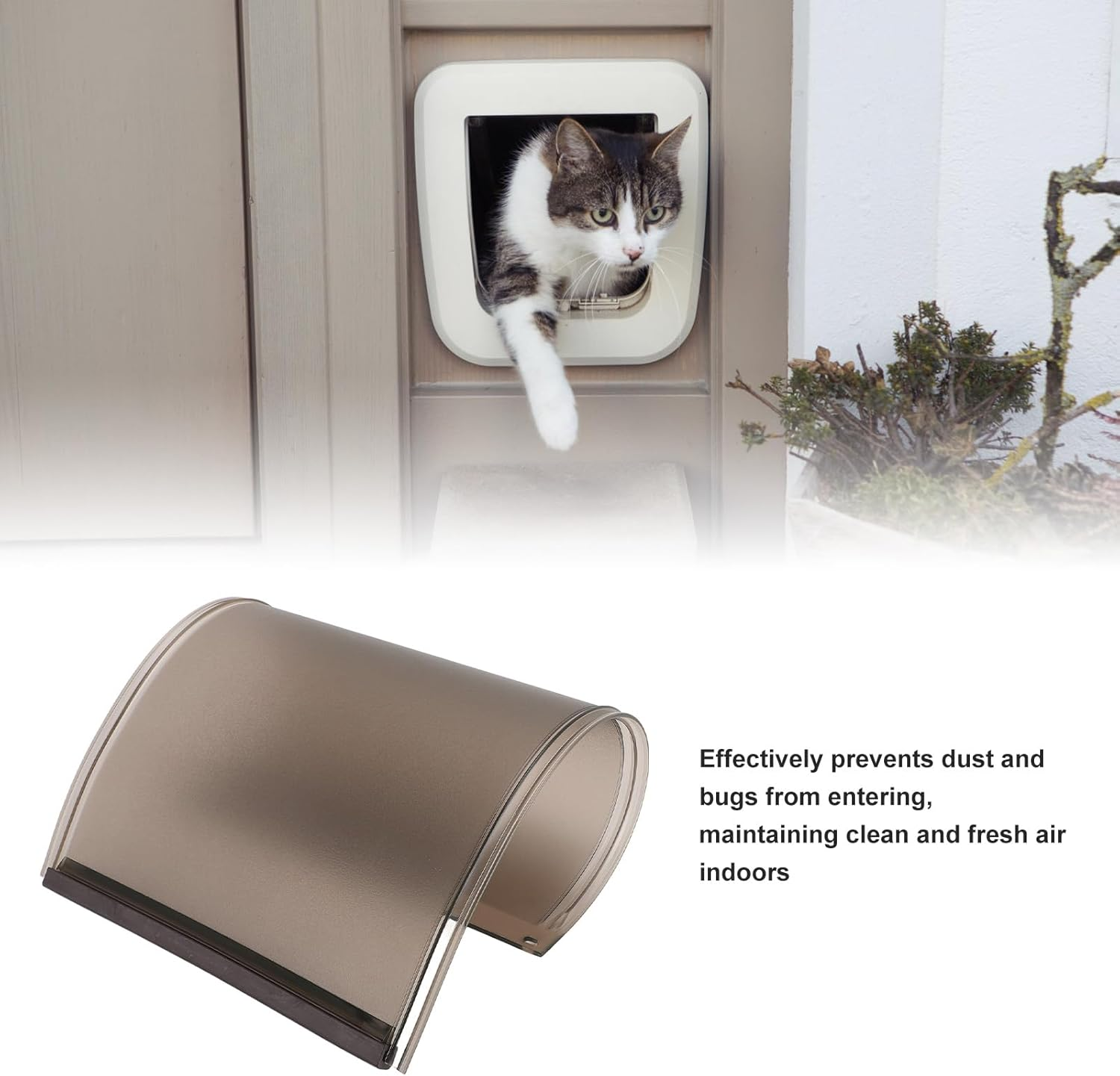 Gernie Dog Door Flap Replacement, Medium, White/Black/Brown, Plastic, Magnetic Closure, Suitable for Average-Sized Dogs and Households image number 1