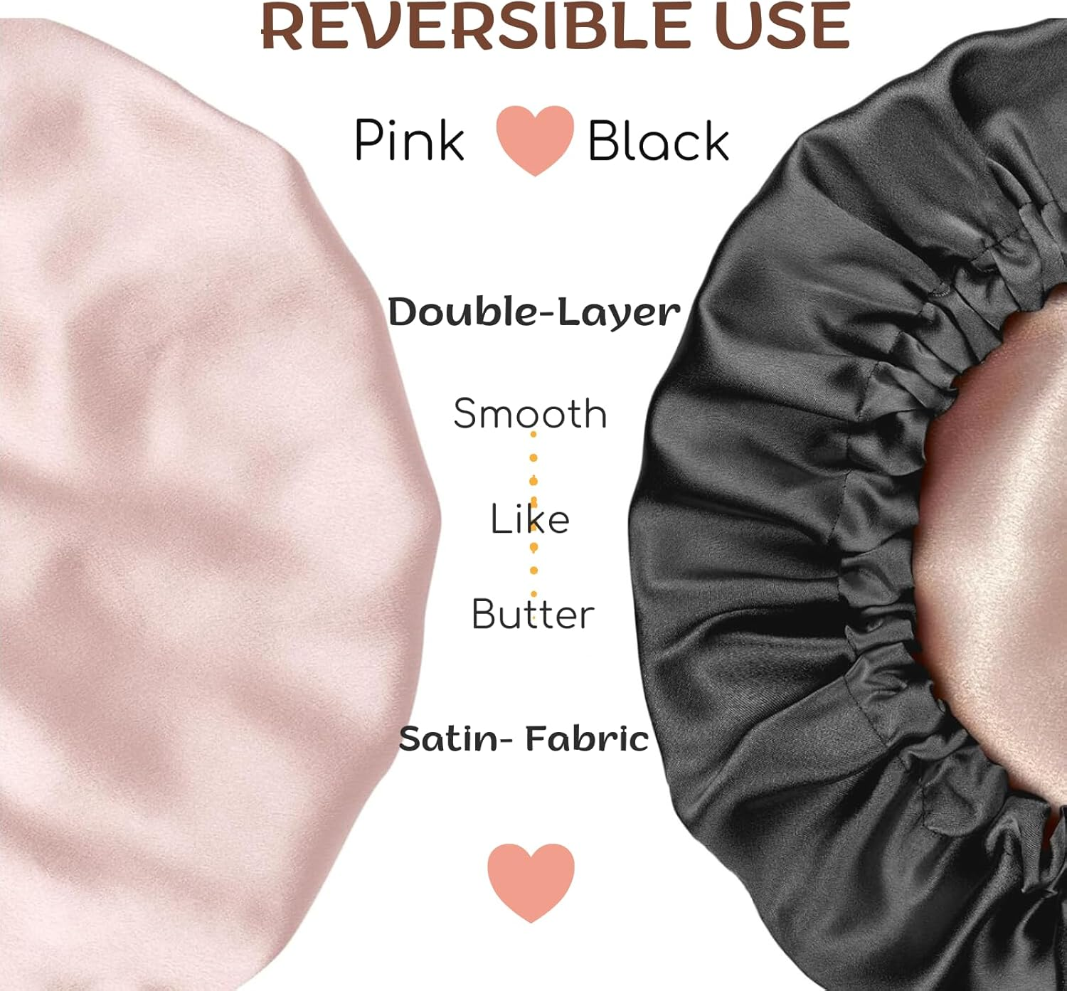 Satin Bonnet for Sleeping-Pink Double Layer Hair Bonnet for Women & Men, Adjustable Strap, Curly Long Hair Protection, Satin Hair Wrap for Night Sleeping Cap - Pink image number 4