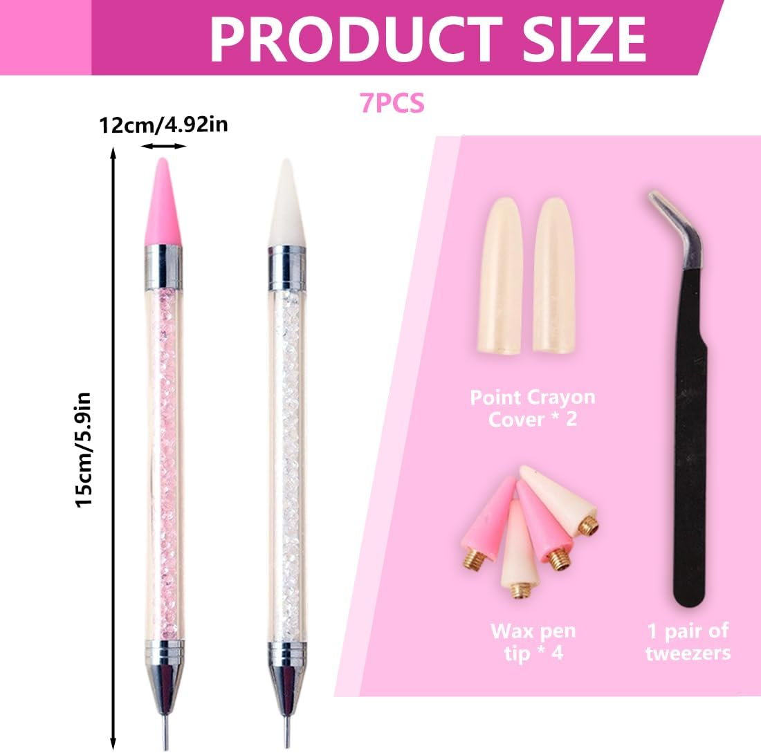 XUKZIMA 7-Piece Set Dual Ended Rhinestone Picker Dotting Pen Dotting Pen Nail Art Tools for DIY Nail Design and Decoration image number 2