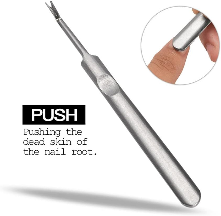AKOAK 2 Pcs Stainless Steel Dead Skin Fork V - Shaped Nail Edge Dead Skin Durable Cuticles Dead Skin Scraper Nail Care Essential Gadget