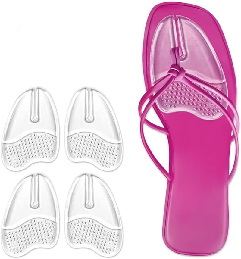Gel Metatarsal Pad for Flip-Flops and Thong Sandals, 2Pair Anti-Slip Pad, Self-Adhesive Forefoot Pads, Silicone Toe Protector, Anti-Slip Cushion, New Clear