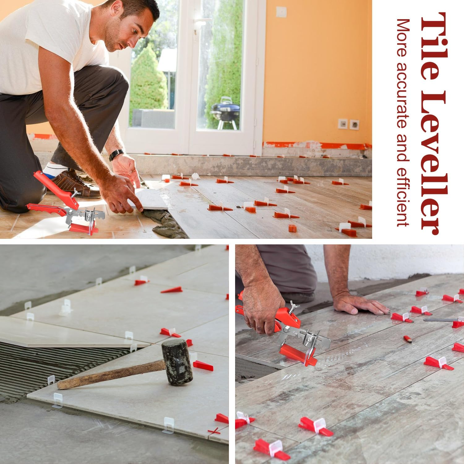 Pack of 700 Tile Levelling System Tile Wedges Tile Levelling System 1 Mm with 1 Mm Base for Laying Wall and Floor Tiles Reusable