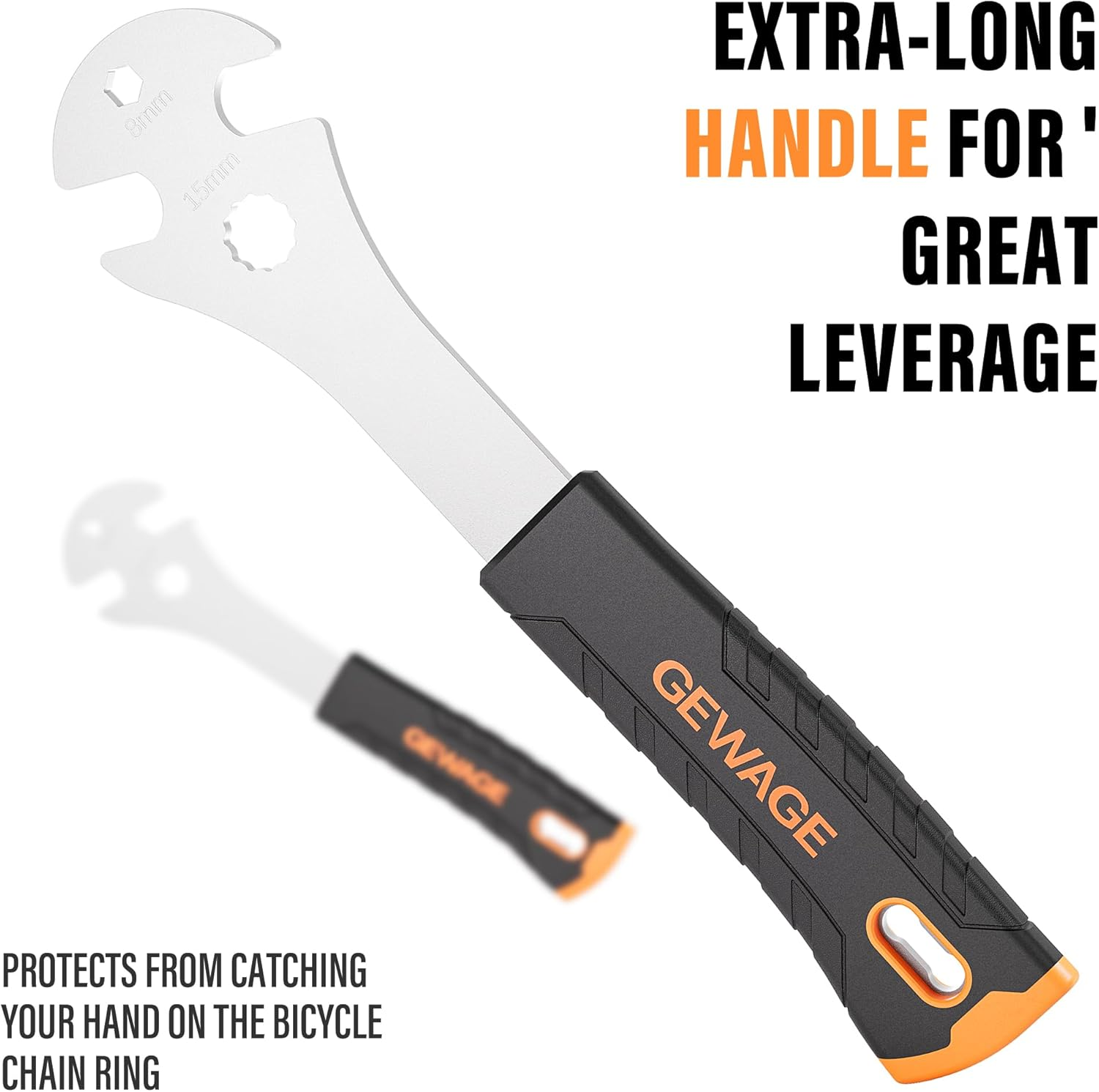 GEWAGE Bike Bicycle Pedal Wrench - Long Handle Pedal Spanner Double Wrench for Mountain & Road Bike
