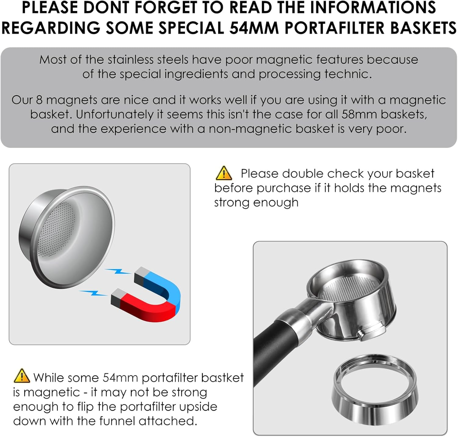 54Mm Magnetic Dosing Funnel V2, MATOW Stainless Steel Espresso Dosing Ring with 8 Magnets Compatible with Breville 54Mm Portafilter image number 4