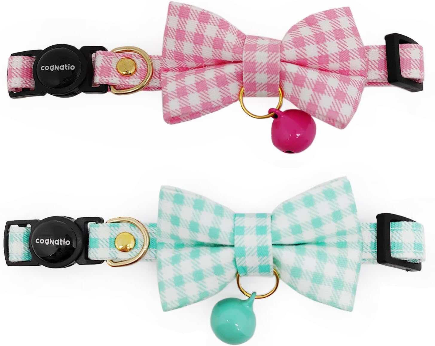 Cognatio Safety Quick Release Cat Collars,Double Velvet with Bell Available in a Range Colours from Velvet Ribon,Purfect for Your Kitty (20-30 Cm, Leopard) image number 7