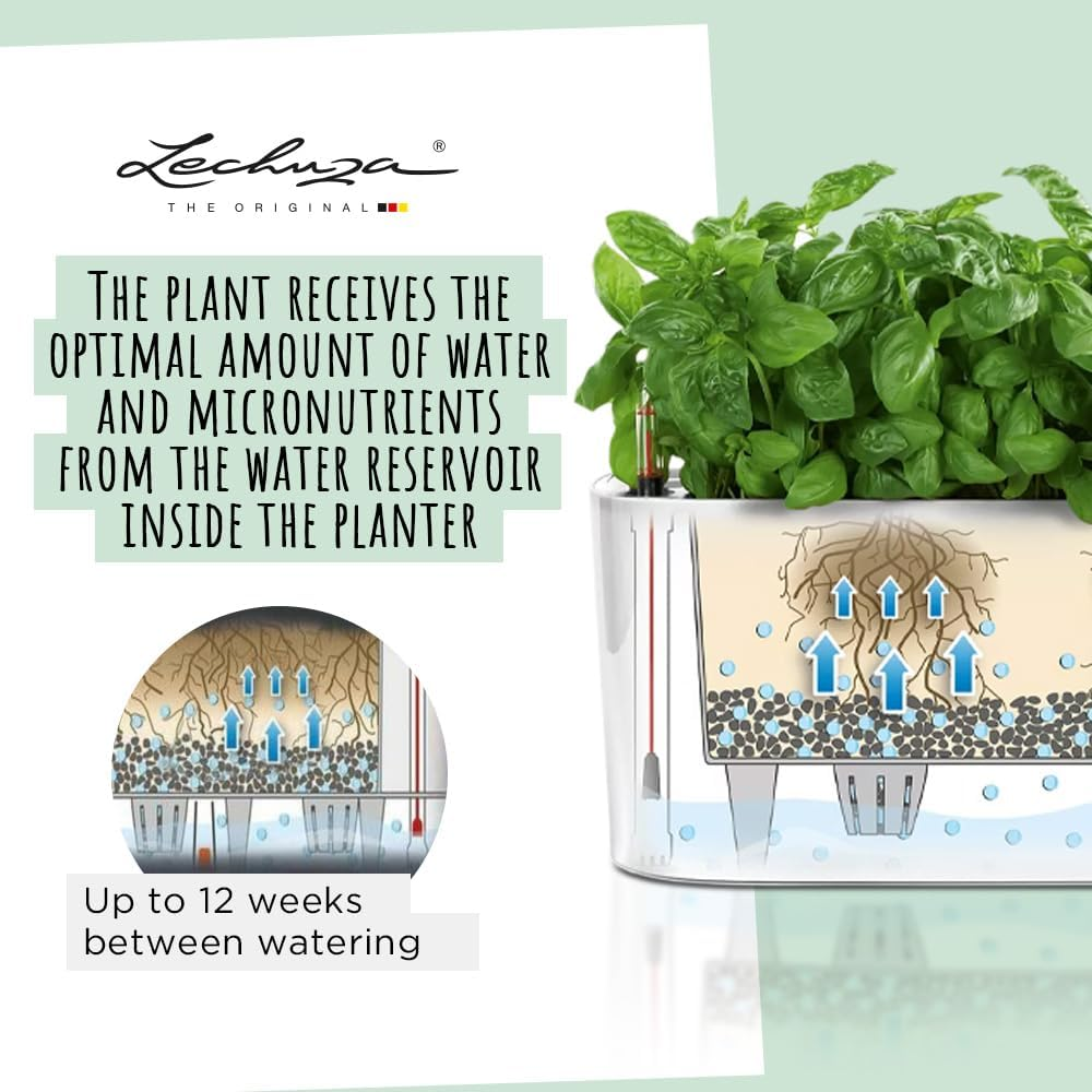 Lechuza Delta 10 Self Watering Plant Pot, White High Gloss, 30 Cm