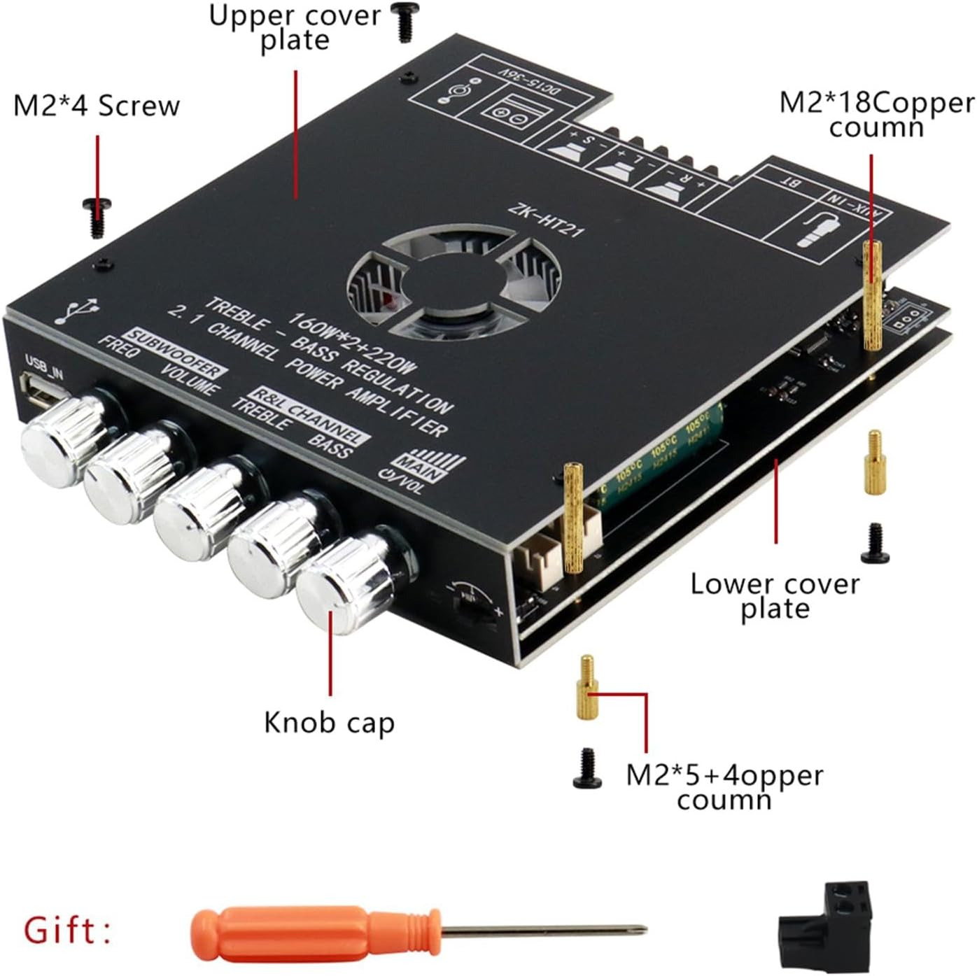 Bluetooth Amplifier Board 160Wx2+220W with Subwoofer for DIY Home Speakers Stereo 2.1 Channel Audio Power Amplifier Module