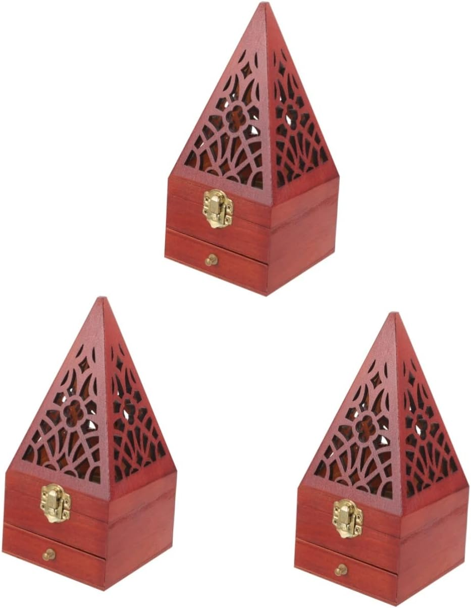 Abaodam 3Pcs Pyramid Incense Burner Holder Drawer Design Incense Burners for Home Decor and Meditation Space image number 4