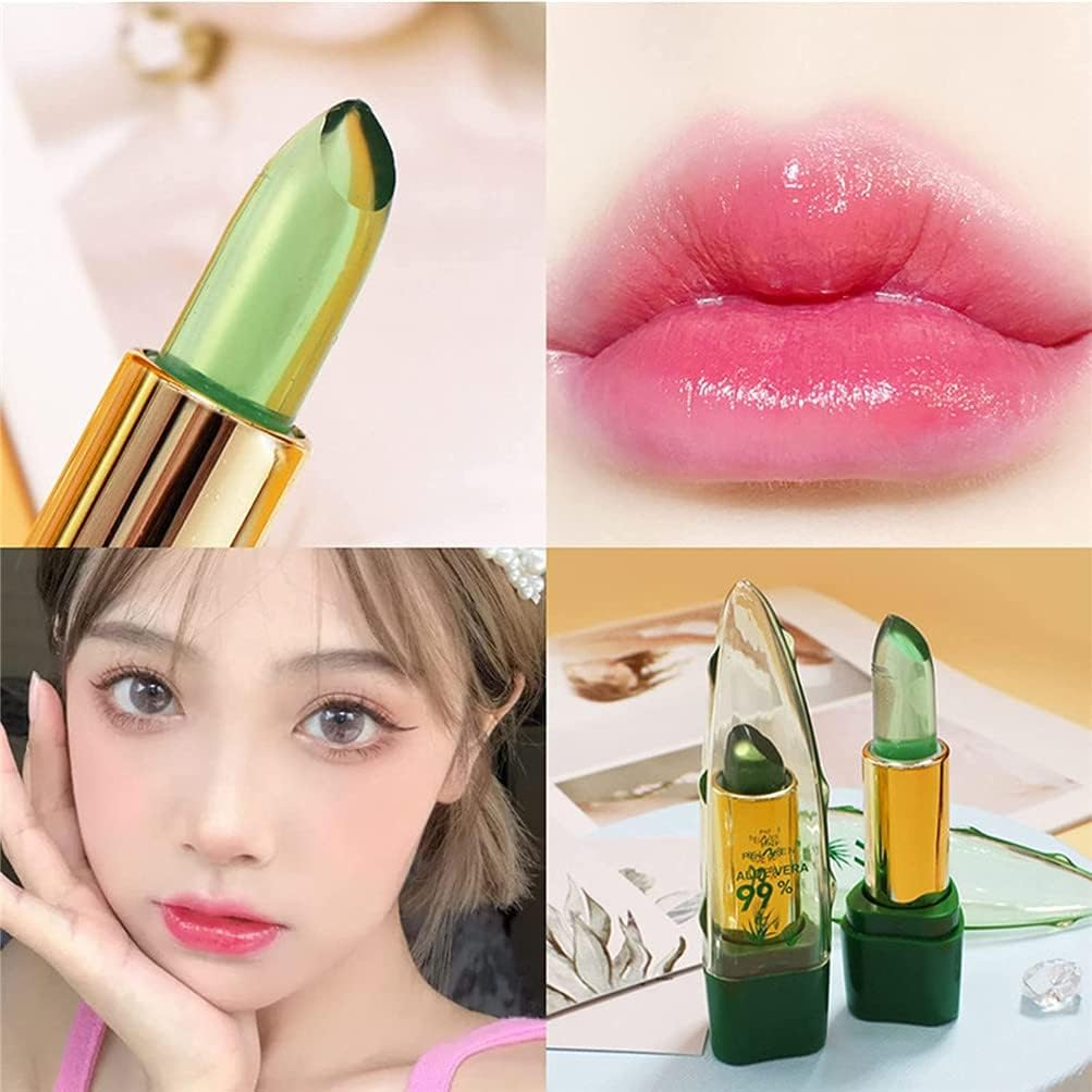 2PCS Color Changing Lip Balm, Aloe Vera Lipstick, Color Changing Lipstick for Women, Temperature Color Changing Lip Balm, Hydrate Lip Care Balm Tinted Jelly Lipstick (Jelly Lipstick) image number 4