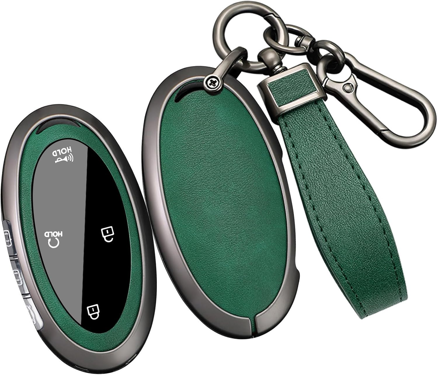 Ontto Metal Key Cover Fit for Hyundai Sonata Hybrid Santa Fe 2024 Key Fob,Leather Car Key Case Fit for Hyundai Ioniq 6 Kona - Brown image number 4