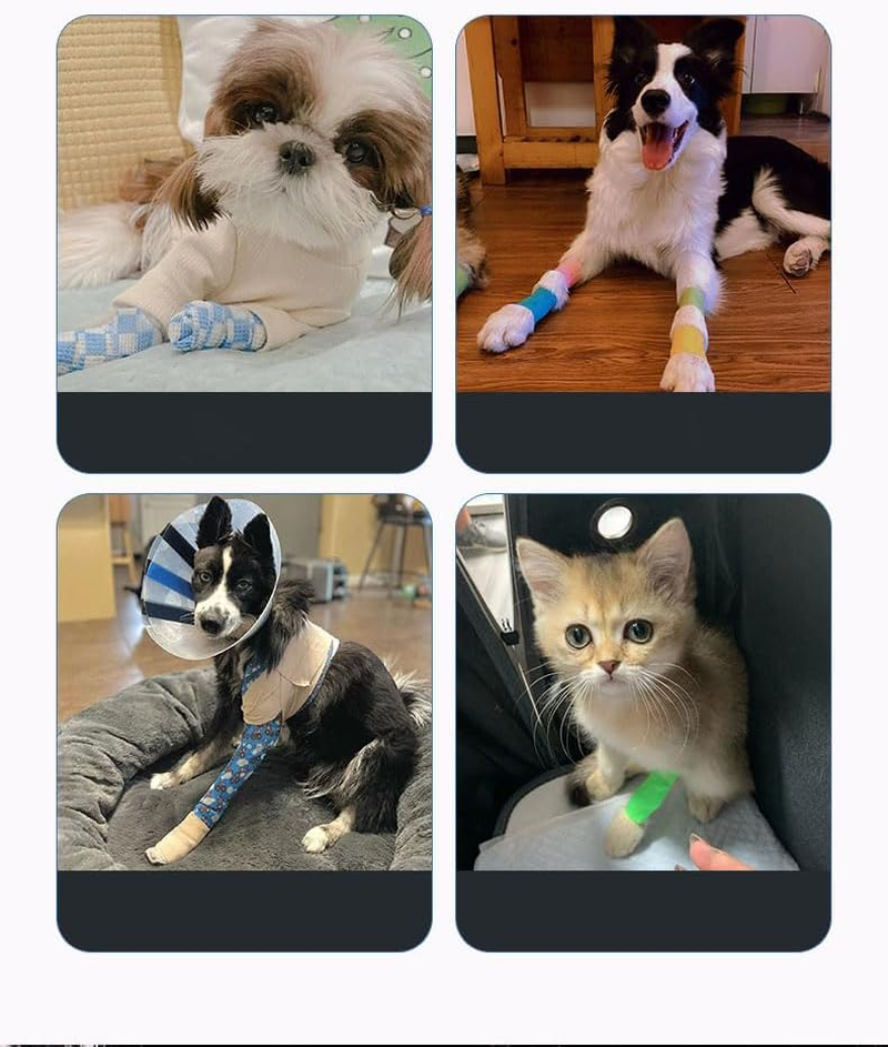 Pet Dog Out of the Anti-Dirty Leg-Binding Tape Self-Adhesive Cloth Belt, Walking Dog Foot Protection Cloth Belt，Suitable for Cats and Dogs,10Pcs.(Blue and White) image number 3