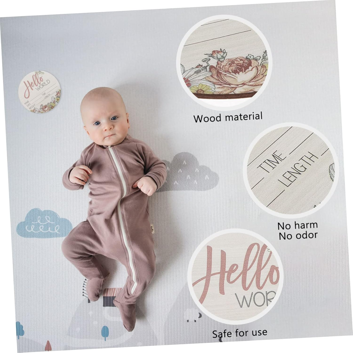 Wooden Newborn Announcement Sign Baby Name Birth Photo Prop for Hospital Baby Shower Nursery Decor image number 5