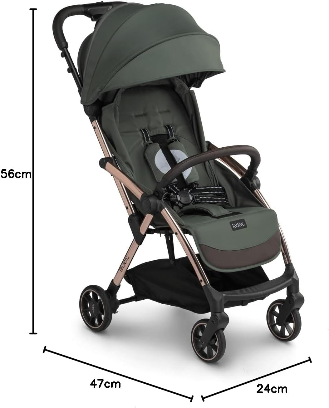 Leclerc Baby Influencer Baby Stroller (Army Green)- Compact Fold, Ultra-Light Weight & Compact 6.6Kg, Cot or Capsule, Travel Stroller, Airplane Overhead image number 2
