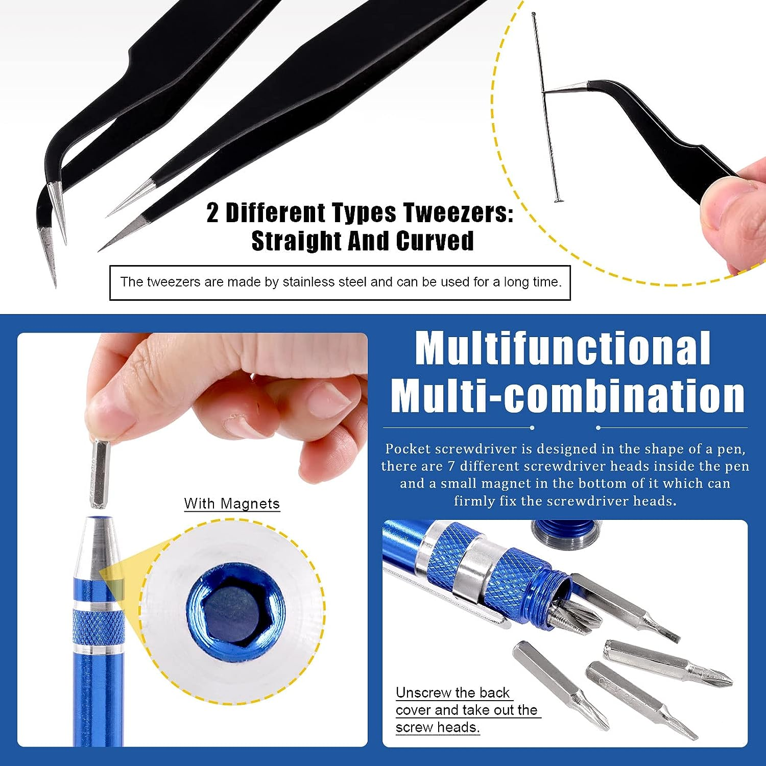 Glarks 47Pcs Gundam Model Tools Kit Model Basic Tools Craft Set Including Utility Knife, Cutting Mat, Tweezer, Files for Cars/Airplanes/Buildings/Gundam/Robots Models Building Repairing and Fixing image number 4