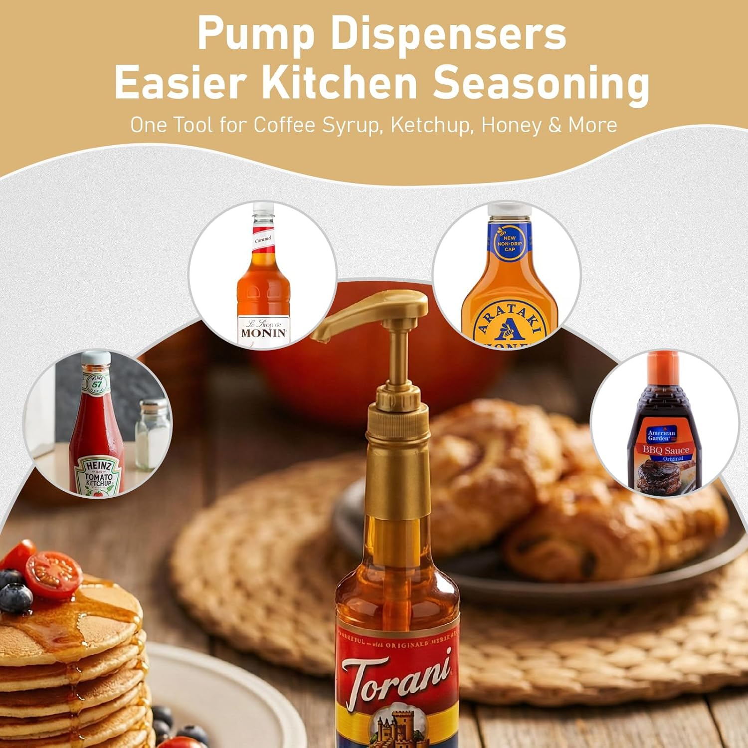 JDFHFGB 4 Pack Syrup Pump Dispenser for Coffee, Non Drip Reusable Dispenser Pumps for Flavoring Syrups, Smoothies, Teas & Snow Cones, Ideal for Home Kitchen Use(750Ml Bottles) image number 4