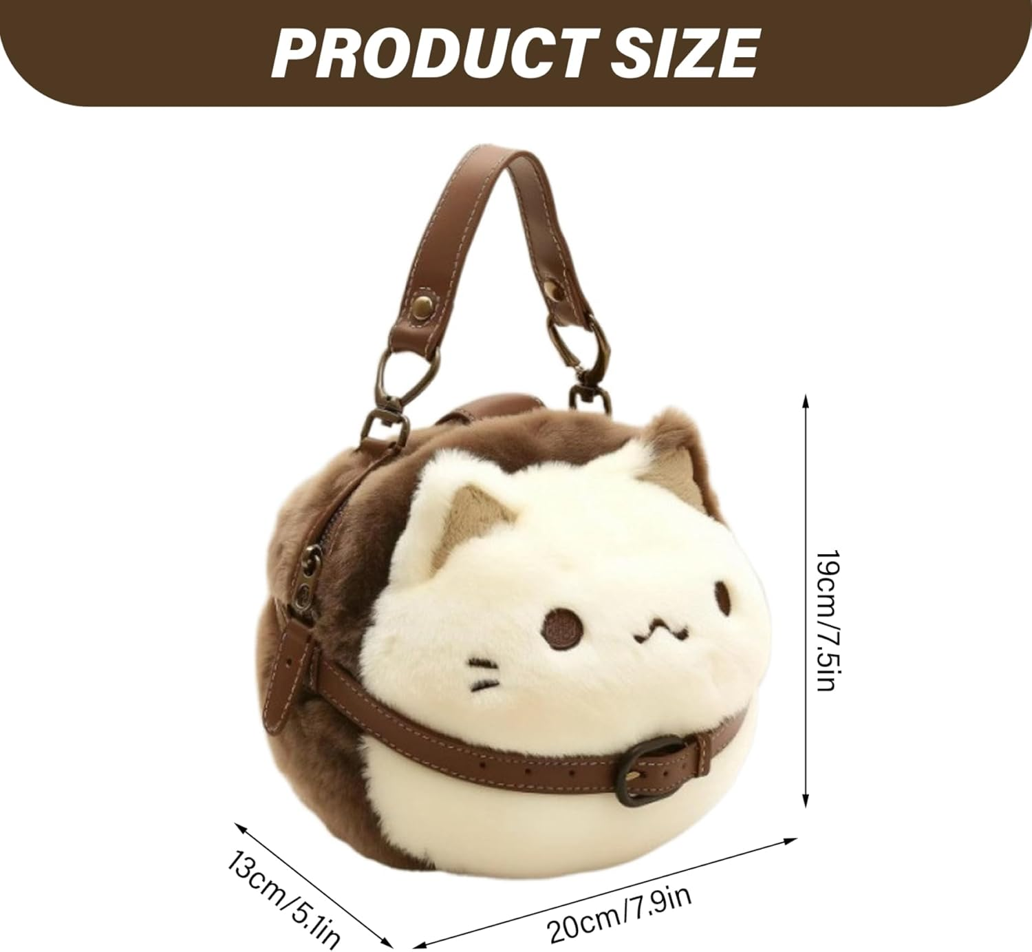 Cat Purse Cute Plush Kitty Purse with Lear Collar Kawaii Mini Backpack Soft Adjustable Shoulder Handbags Use for Cat Lovers
