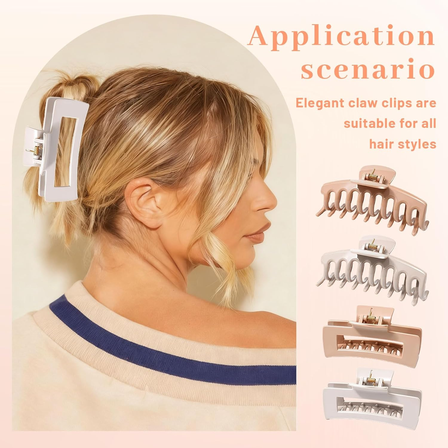 Xanthelle Hair Clips, 4 Pieces Hair Claws for Women & Large Hair Clips, Flexible Silicone Hair Clips, Duckbill Hair Claw, Non-Slip Claw Clips image number 2