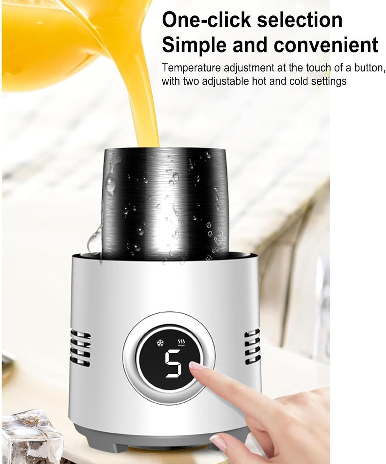 Portable Mini Refrigeration Rapid Cup Heating Cooler, Cool and Heat Smart Cup, 2C - 60C Fast Cooling Heating, One Key to Start, Lightweight Aluminum Alloy Cup for Parties/Offices/Travel