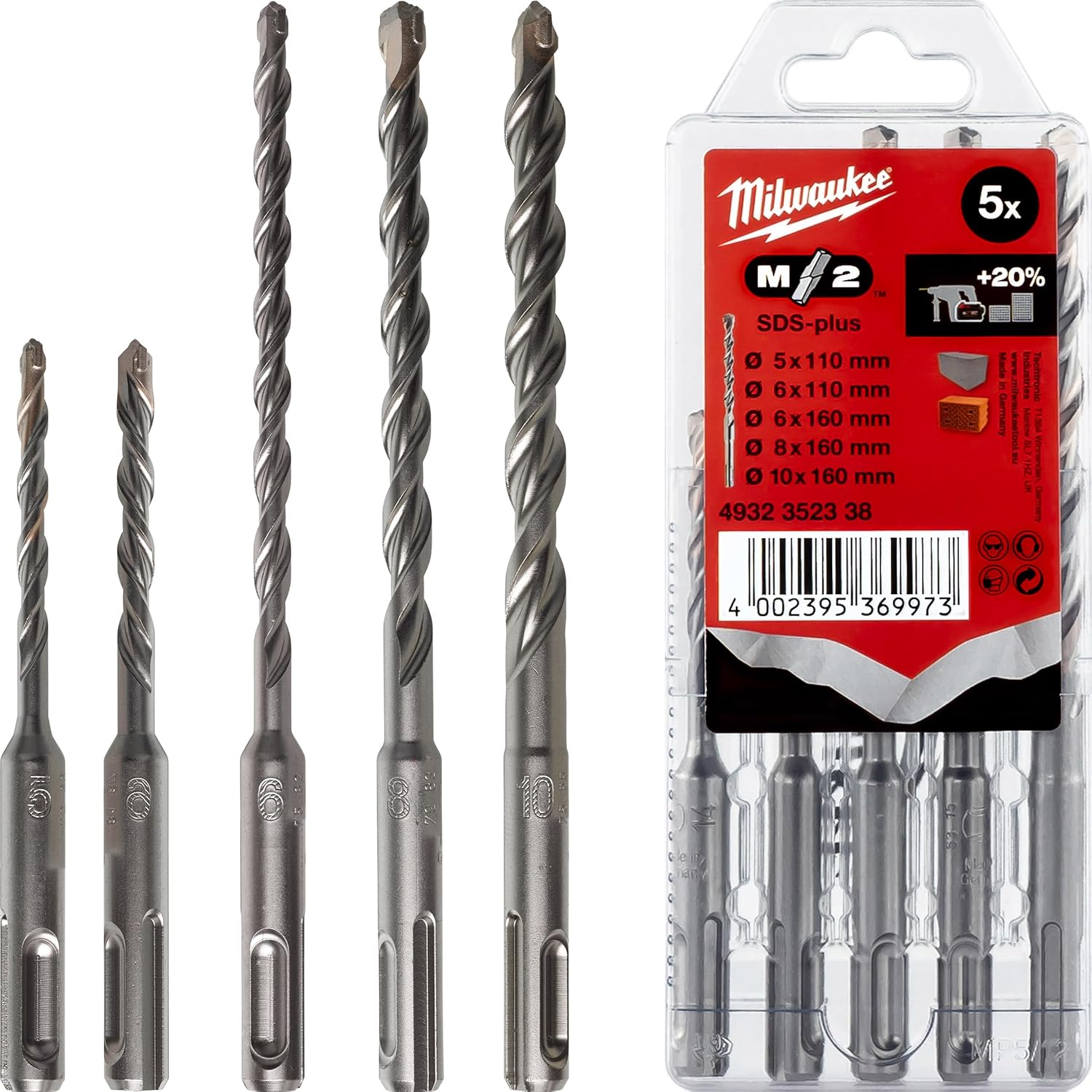 Milwaukee Hammer Drill Bit Sds-Plus L = 110/160 Mm, Type 2, Cassette 5 Pieces. image number 5