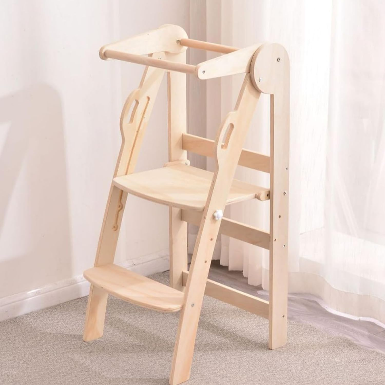 Wooden Step Stools for Kids, 2 Step Stool, Foldable Step Stool,Heavy Duty for Kitchen, Bathroom, Bedside Step Stool, Wooden Step Stairs image number 4