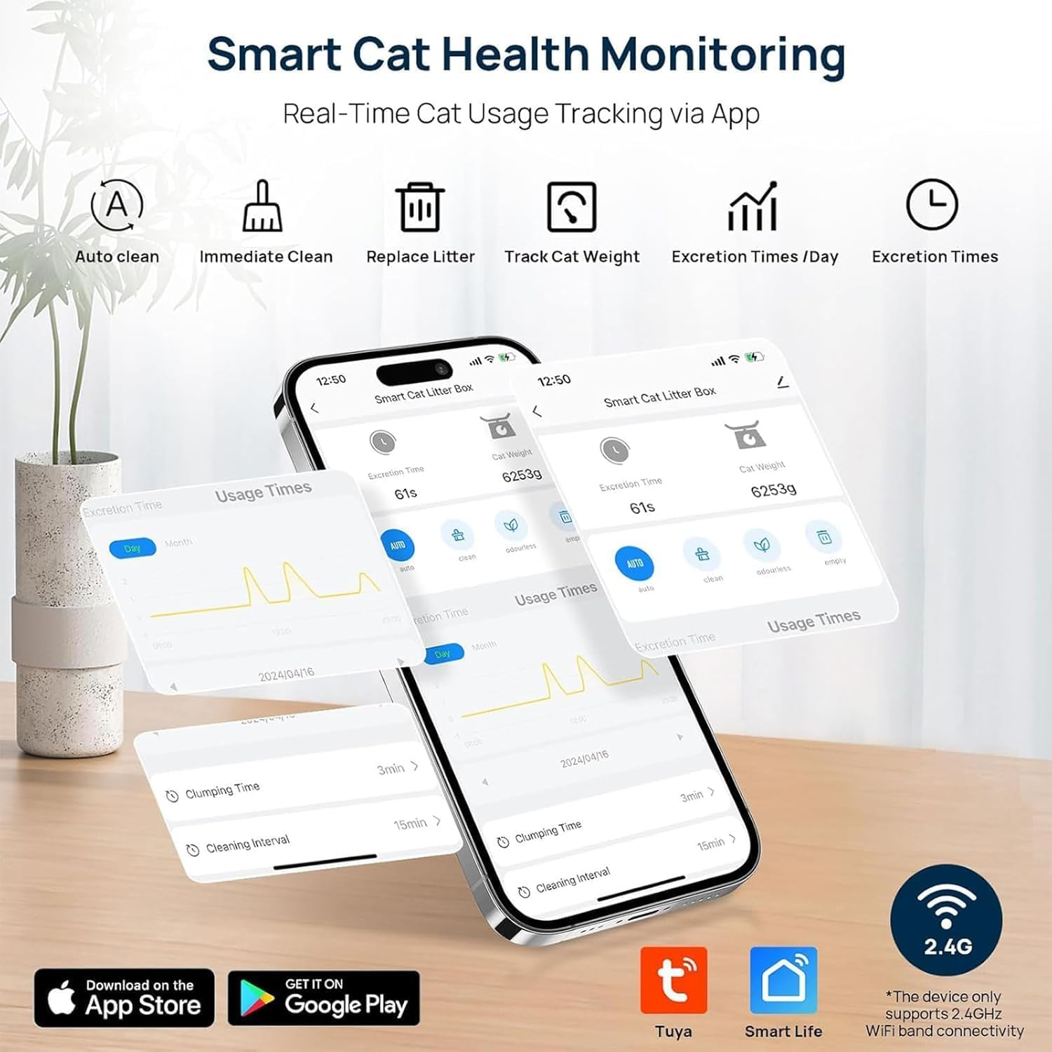 LIODUX 72L Automatic Self Cleaning Cat Litter Box, Intelligent Exhaust System, Large Cat Litter Box with Mat, Cleaning-Open-Top Auto Cats Box with App-Controlled, Smart Clean Box for Multiple Cats image number 5