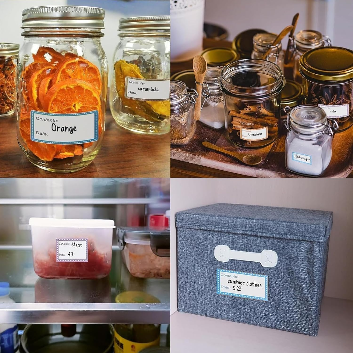 1000 Pcs Removable Freezer Labels,4 Rolls Color Multifunctional Adhesive Labels,Food Storage Stickers for Food Containers Jars Kitchen Restaurant Storage image number 2