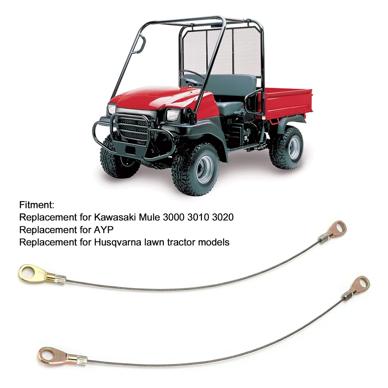 2PCS Tail Gate Cable, Tailgate Cable Hook 53045‑1065 Replacement for Mule 3000 3020, Replacement for Mule 3000 3020, Easy Installation And, Abs+Metal, Professional image number 1