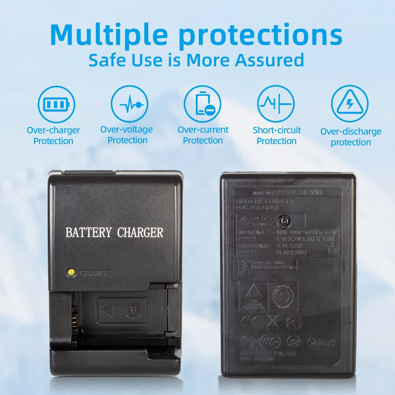 OCOIXINH NP-FW50 Battery Charger Compatible with Sony ZV-E10, A6000, A6400, A5100, A5000, A6500, A6300, Alpha 7, A7, A7II, A7R, A7RII, A7SII, A7S, NEX-3, RX10 Cameras image number 2