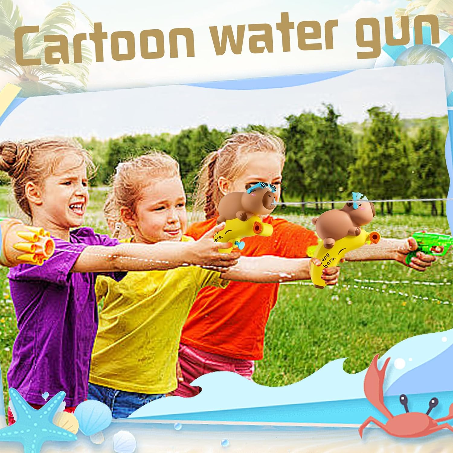 Capybara Water Fight Toy, Water Spray Gun, Summer Perfect Toy for Sports, Pools, Beaches and Outdoor Water Fights, Pack of 4 image number 2