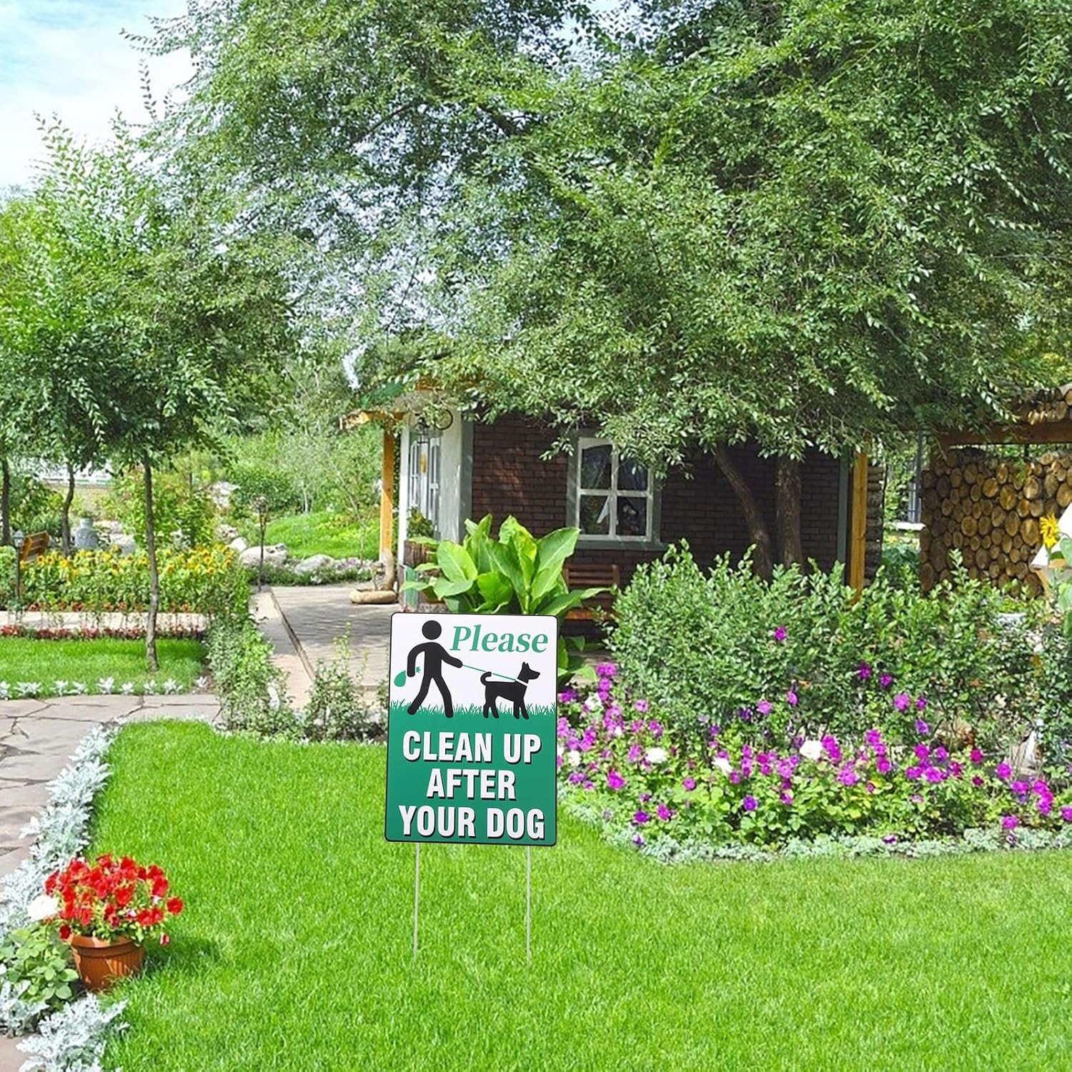 Baluue 3Pcs Lawn Warning Signs Eating for Dogs Would Poop Here Again Sign Beware of Dog Signs for Fence Pick up after Your Dog Sign No Pooping Dog Signs for Yard Puppy Pet Plastic image number 5