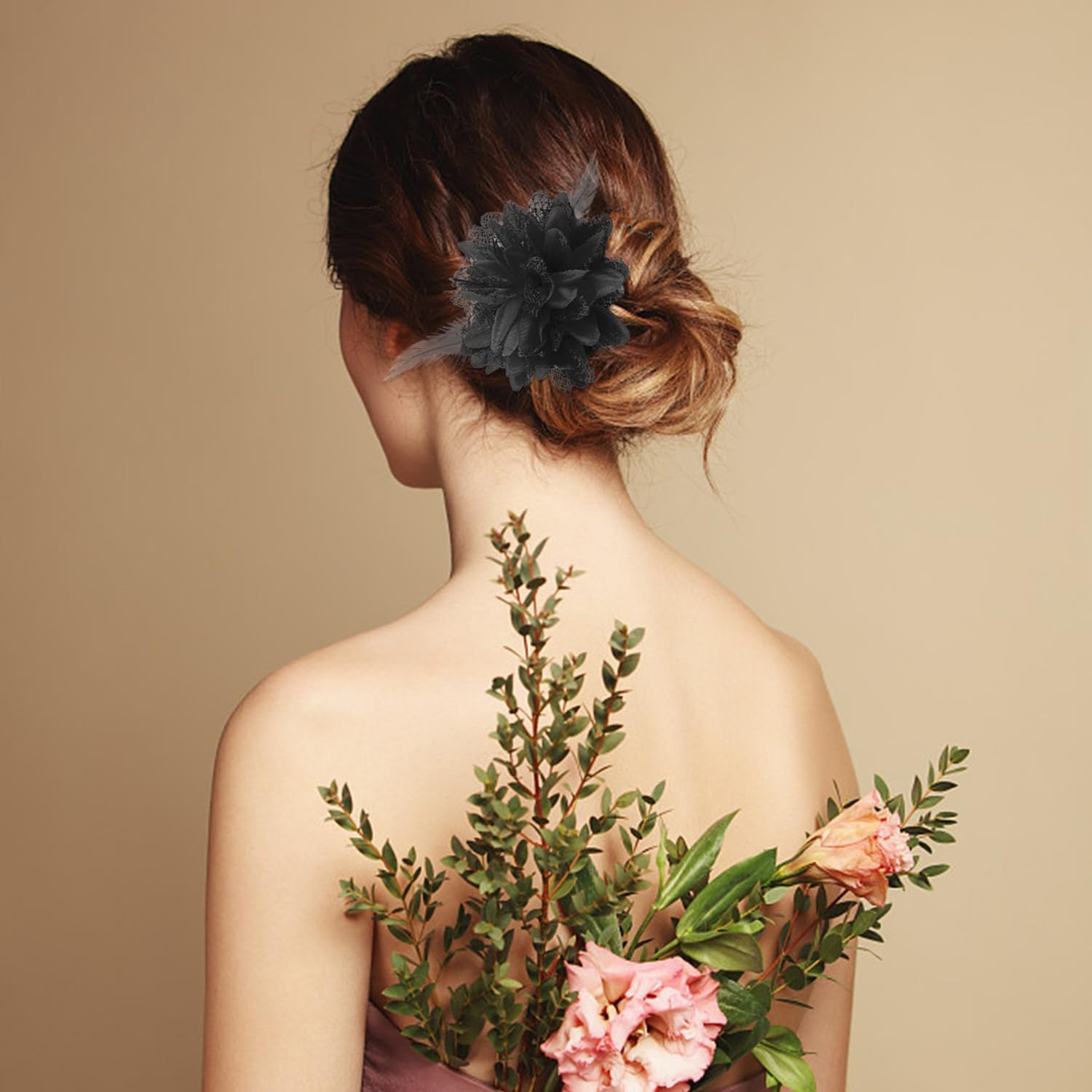 3 Pieces Simulated Flower Hair Pins, Retro Hairpins, Performance Costume Accessories, Party Hairpins, Role Play Accessories