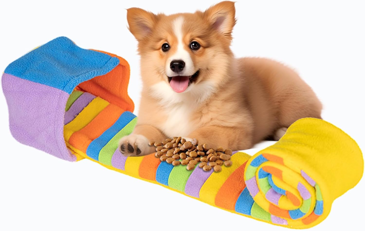 Fadcaer Foraging Dog Toy - Interactive Snuffle Mat for Small & Medium Dogs - Squeaky Puppy Toys for Training & Stress Relief (Rainbow)