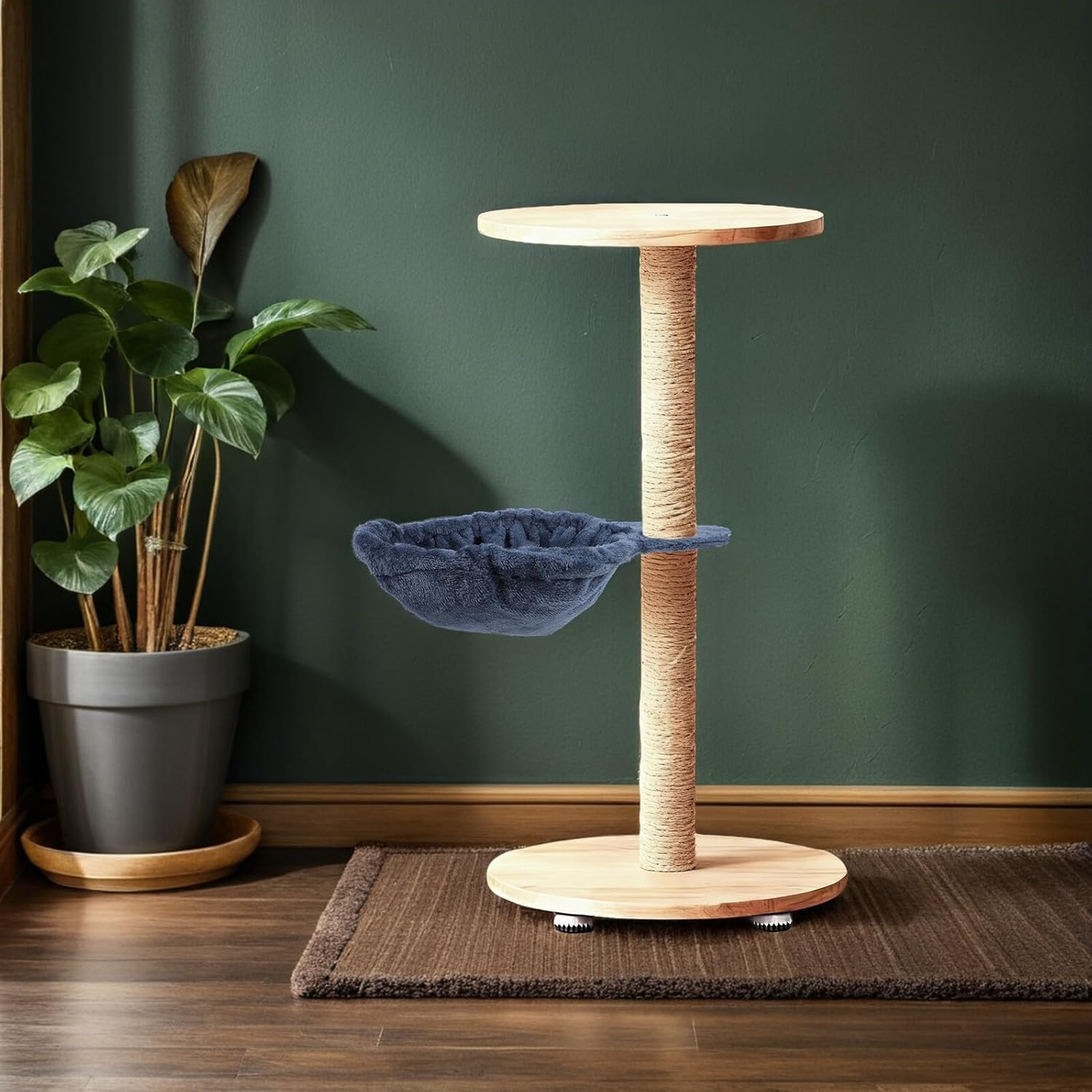 BUGUUYO Ergonomic Cat Hammock Bed Attachment for Indoor Pets Soft Flannel Lounger Sturdy Steel Frame Easy to Clean Replacement Hanging Cat Tree Bed Comfortable Climbing Resting Spot - Blue image number 4