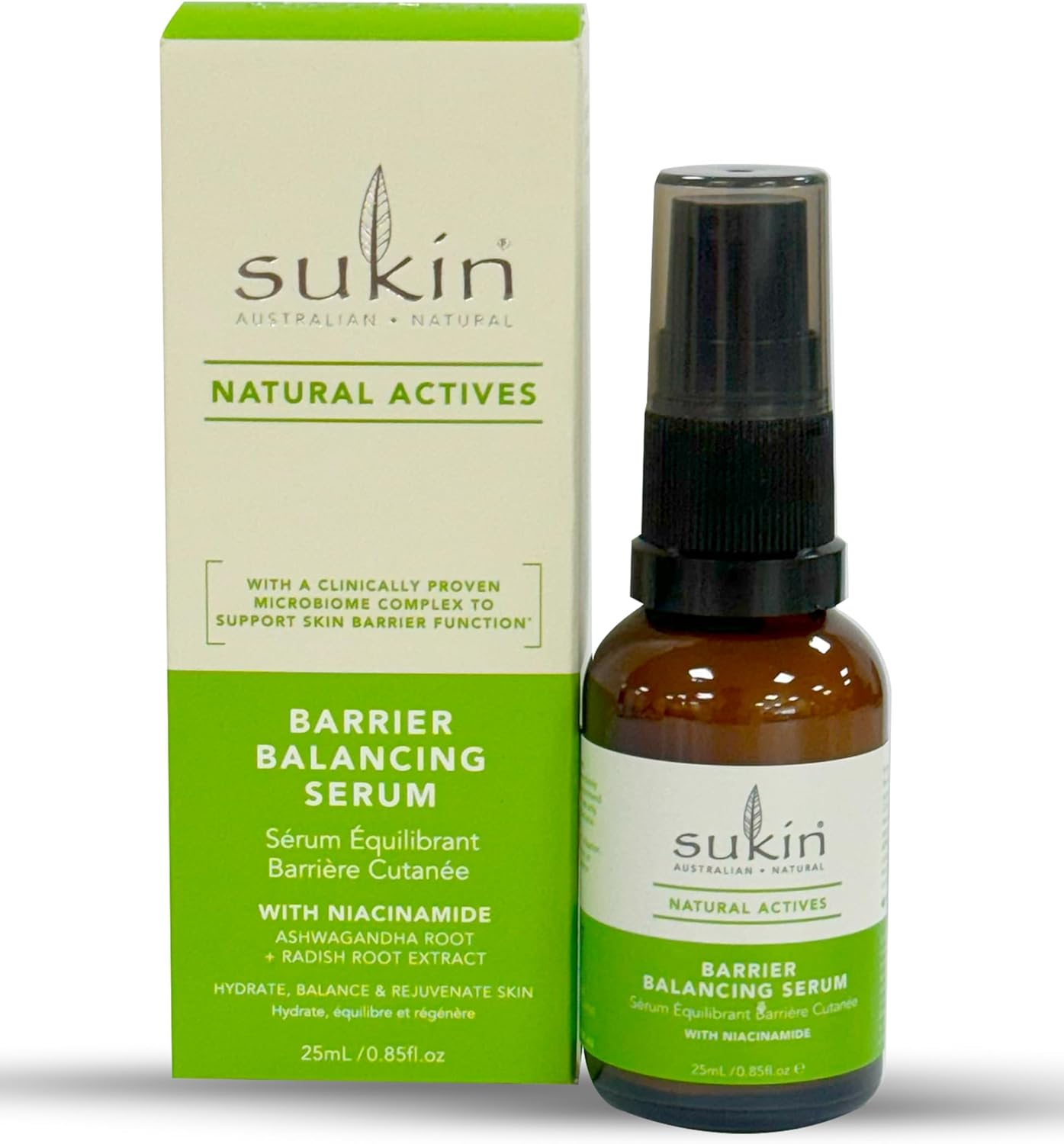 Sukin Natural Actives Barrier Balancing Face Serum with Niacinamide I Hydrate, Balance & Rejuvenate Skin I Enriched with Ashwagandha Root & Radish Root Extract I 25Ml image number 2