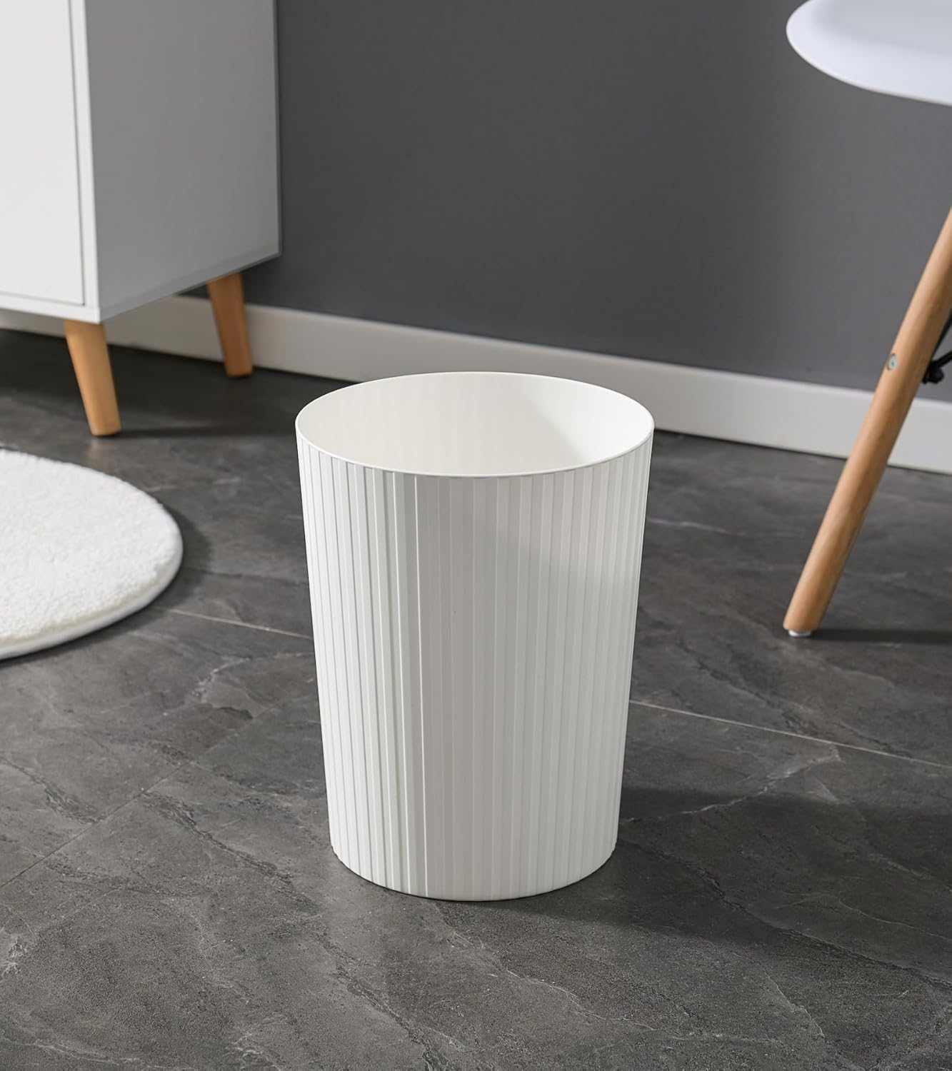 Cetomo 7.2 L X 3 Set, Waste Paper Bin, Waste Paper Bin, Rubbish Bin for Bathrooms, Kitchens, Home Offices, Dormitories, White - 6 X Black image number 2