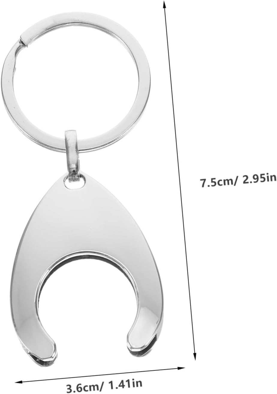 Veemoon 2Pcs Metal Keychain Trolley Coin Key Ring Portable Shopping Cart Token Holder Hanging Trolley Remover Keychain image number 2