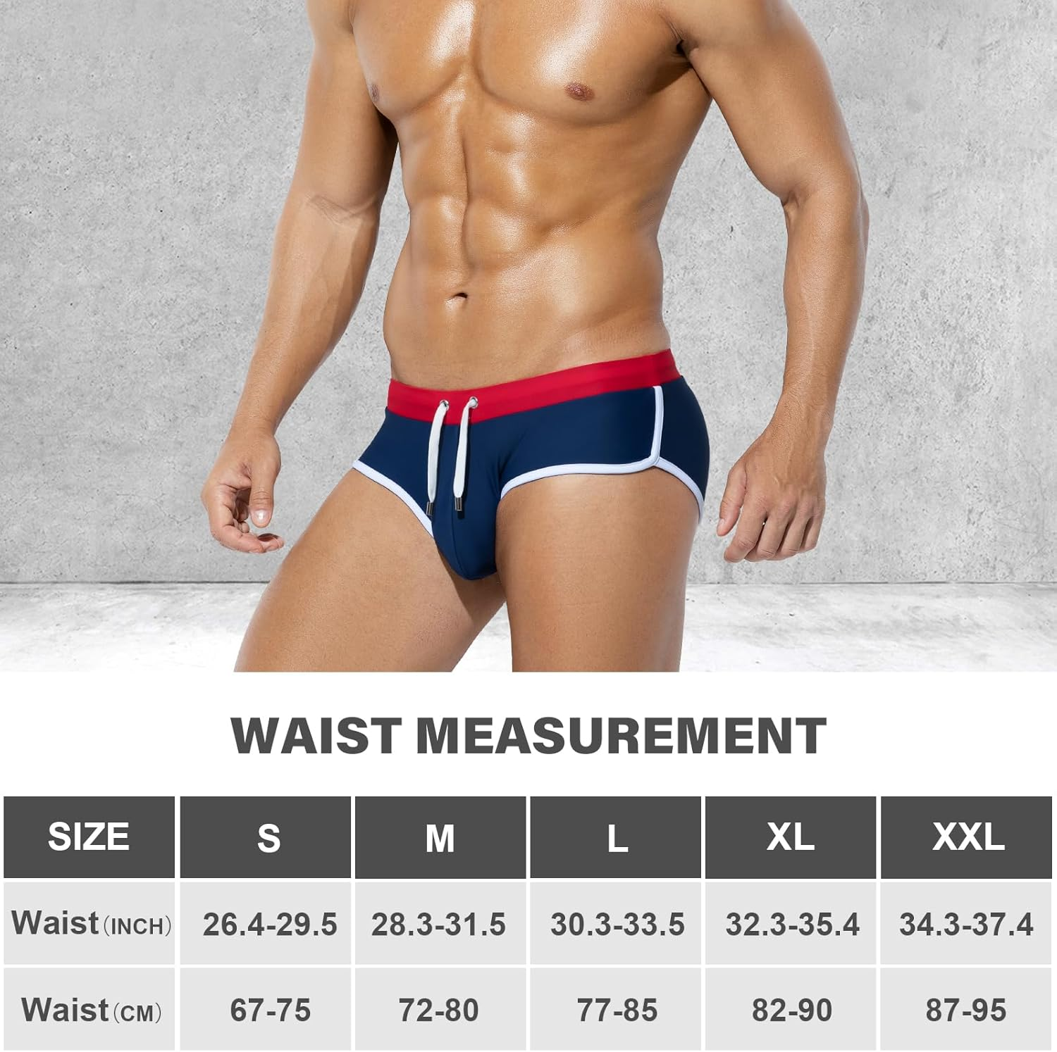 Casey Kevin Men'S Swim Briefs Sexy Bikini Contrast Color Swimsuit Low Waist Swimming Briefs with Drawstring MK4039 1Pcs image number 5