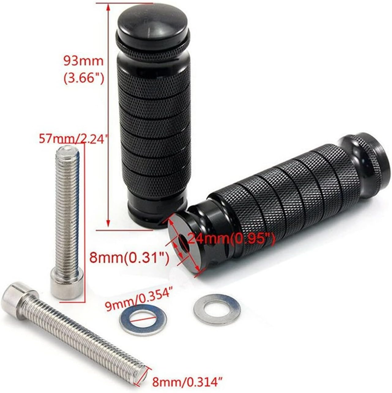 Motorcycle Foot Pegs Footrest Foot Peg Pedal Black Aluminum M8 Thread Rear Set Moto Accessories image number 1