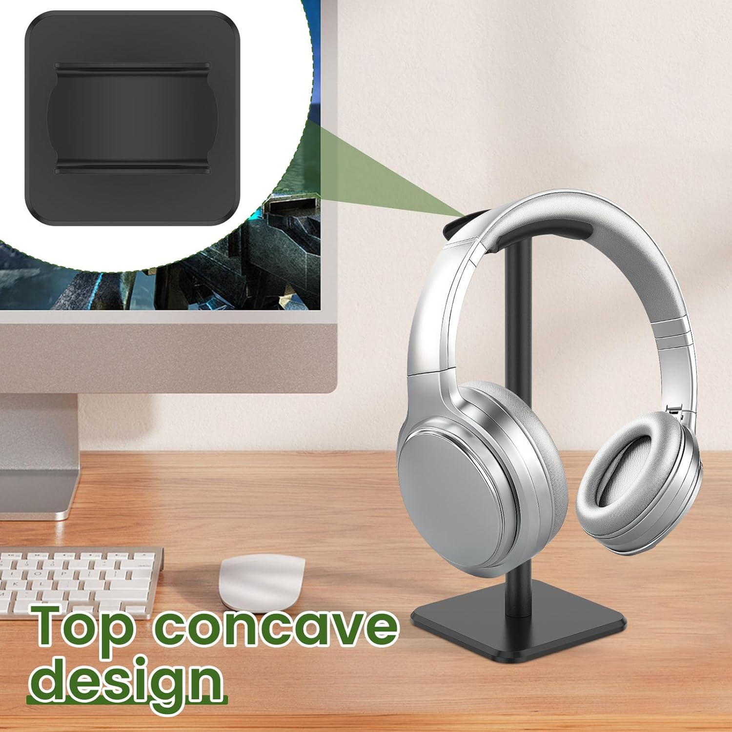 Awobepl Headphone Stand Detachable Headphone Holder Gaming Headset Holder Space Saving Headphone Holder Stand for Most Wired and Wireless Headphones (Black) - White image number 4