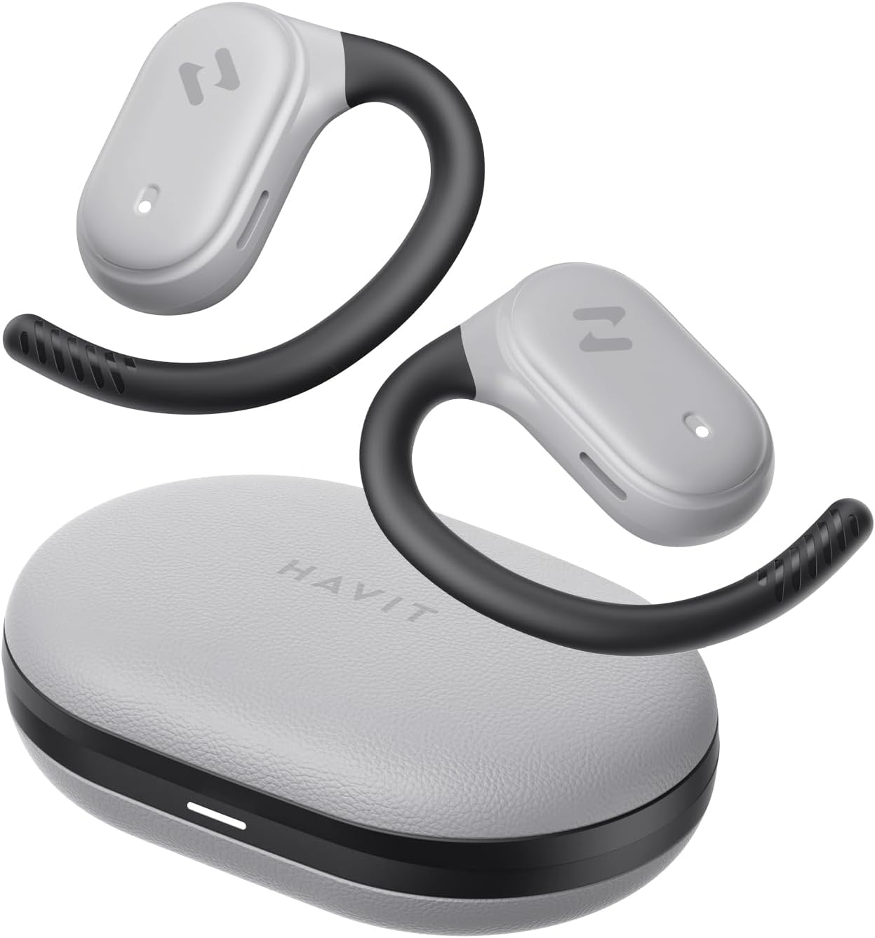 Havit OWS915 Open-Ear Headphones, 64H Playtime Open-Ear Earbuds with IPX5, Deep Bass, Powerful Sound Wireless Bluetooth Headphones - Gray