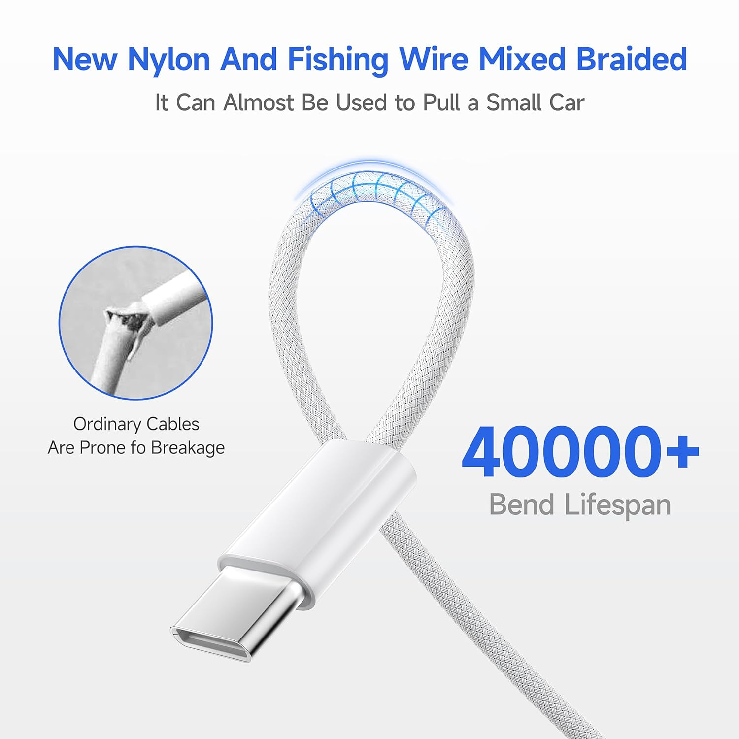 USB C to USB C Cable for Iphone 17 Air, 60W 2M Long Woven Type C Cable Fast Charging for  Iphone Air/17/16/15 Pro Max/16E Charging Cable, Ipad, Macbook, Galaxy S25/S24/Pixel 10 [3 Packs]