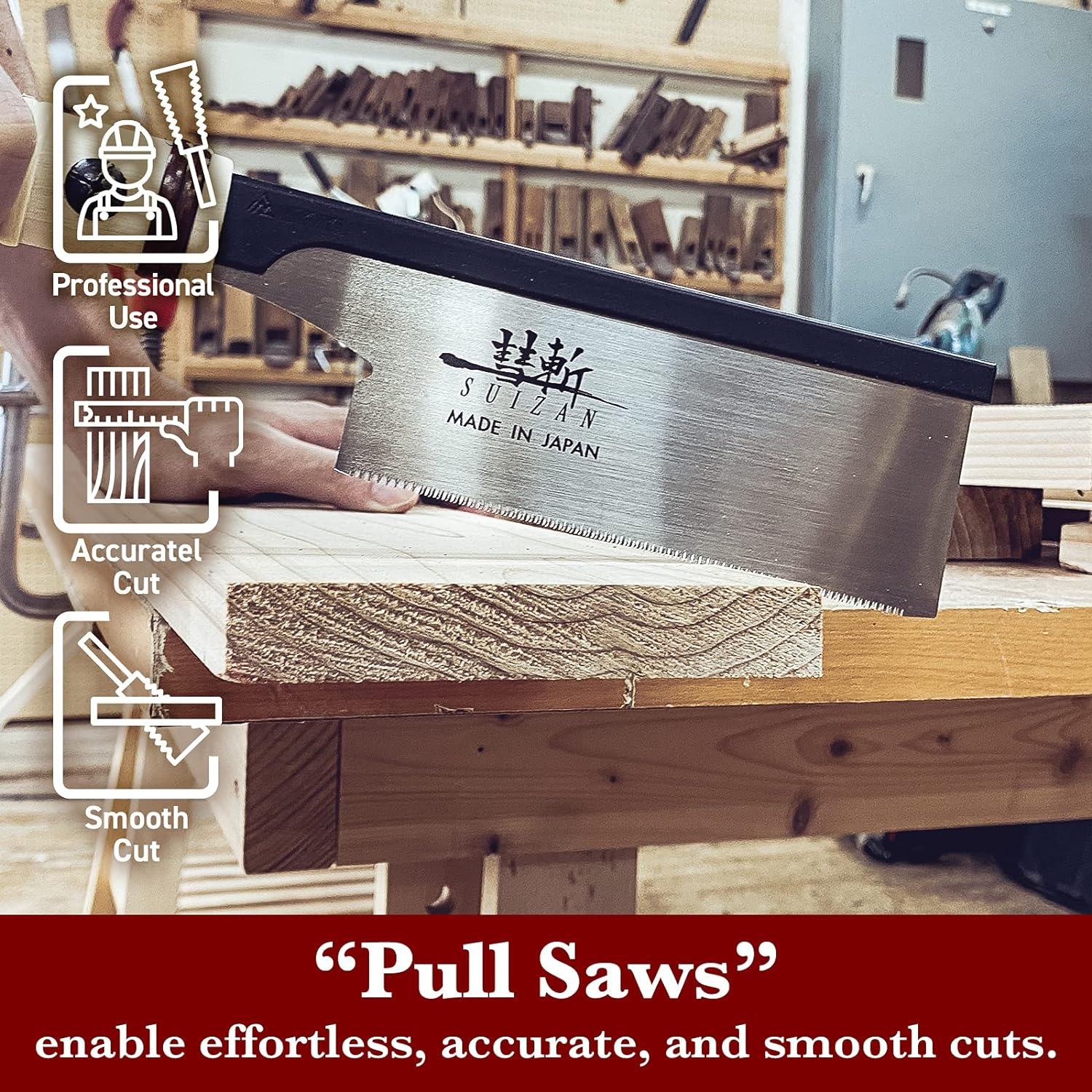 SUIZAN Dozuki Dovetail Saw 150Mm Crosscut - Professional Japanese Pullsaw Handsaw Woodworking Tools image number 2