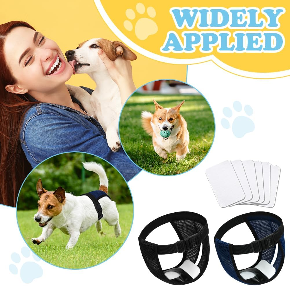 Aomig Reusable Dog Nappies, 2 Pack Dog Nappies with 6 Sanitary Pad Adjustable Protective Trousers, Washable Dog Diapers Puppy Sanitary Wraps Panties, Dog Period Pants, Dog Diapers Wrap image number 6