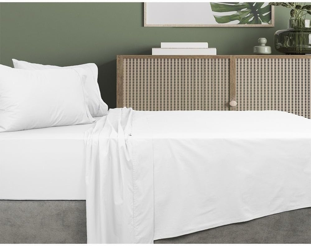 Algodon 500 Thread Count Organic Cotton Bed Sheet with Pillows Set, White, King