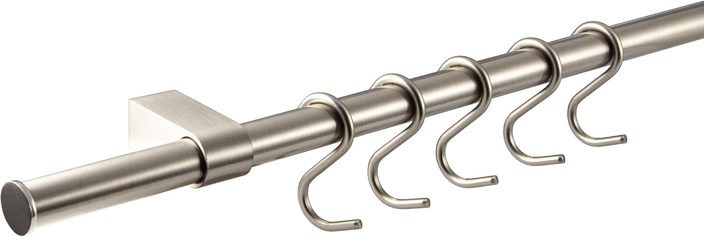 Gedotec Design Kitchen Railing Wall Rail System Stainless Steel Look Railing Set Length: 600 Mm Railing System with 5 S-Hooks with Mounting Material 1 Complete Set Metal Kitchen Rail image number 4