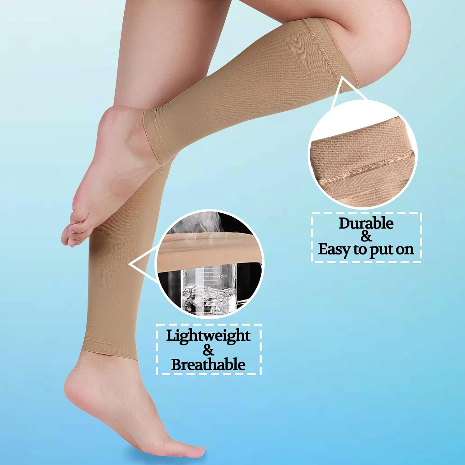 20-30 Mmhg Medical Compression Calf Sleeve for Men and Women （Beige） image number 1