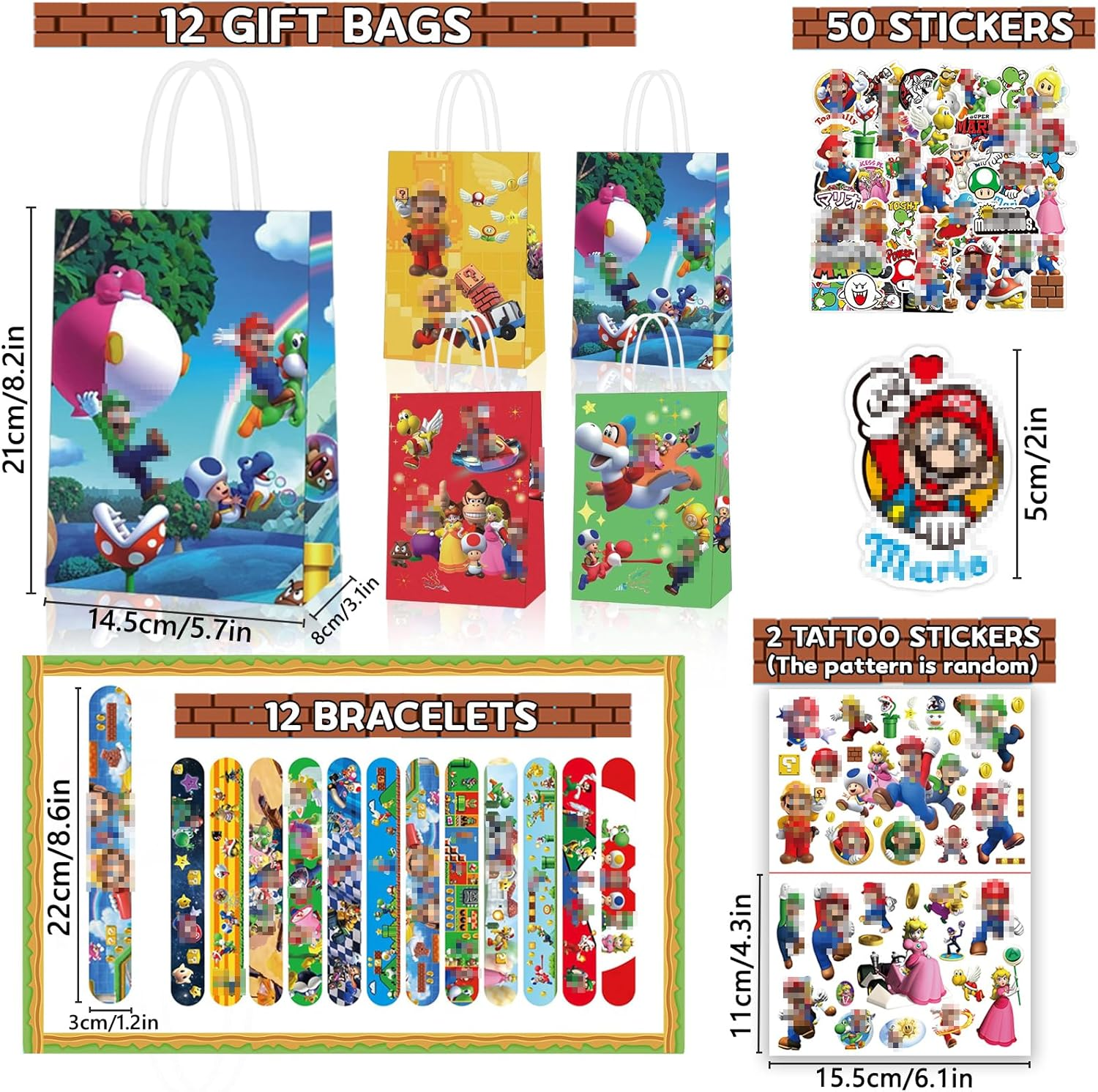 Cartoon Party Bags Children'S Birthday, Cartoon Slap Bracelets, Cartoon Gift Bags, Cartoon Stickers, Cartoon Tattoo Children, Cartoon Theme Party Decorations for Boys and Girls, Fans image number 6