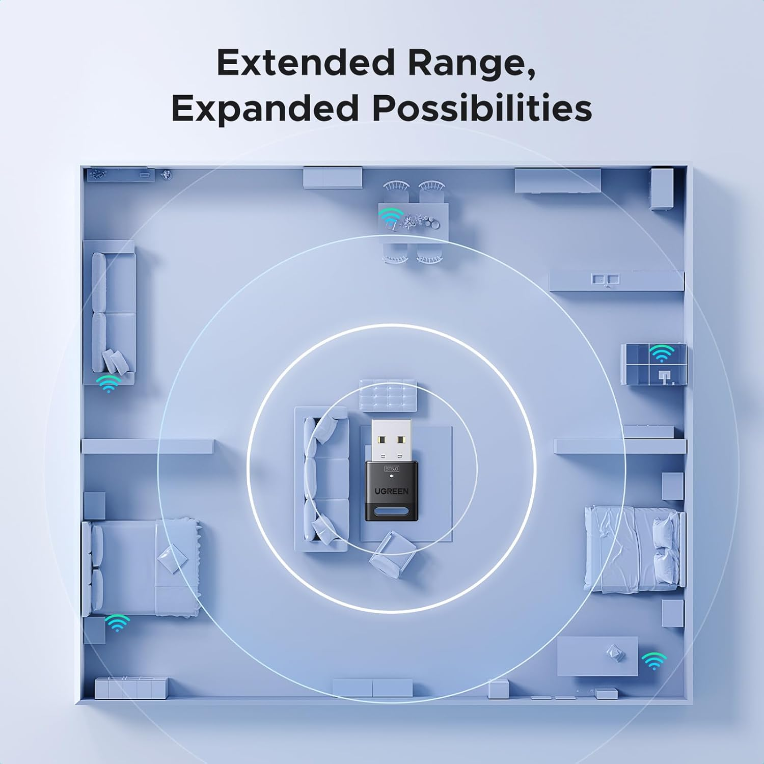 UGREEN USB Bluetooth Adapter for PC, Bluetooth 6.0 Dongle Receiver EDR & BLE, Plug & Play for Windows 11/10/8.1, for Headphone/Keyboard/Mouse/Speakers/Printer image number 6